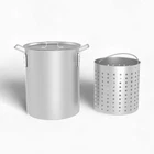 Stock Pot 30 Qt. Heavy-duty Aluminum Strainer Basket Built-in Handles Lid New. Price: $50.33.