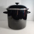 Creuset Black Stock Pot With Lid 10 Qt (approx) Enameled Steel 11 Dia Used. Price: $86.95.