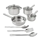 Mainstays Stainless Steel Cookware Set, 10 Piece, Pots And Pans, Kitchen New. Price: $28.09.