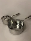 Members Mark Tri-ply Clad Cookware (2) Stainless 1.5 & 3QT Sauce Pans W/ Lids Used. Price: $49.99.
