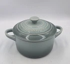 Creuset Mini Round Cocotte Covered Dish Sea Salt 8OZ Stoneware Excellent Used. Price: $22.00.