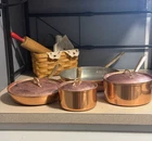Vtg Tagus Made In Portugal Copper Cookware Pots Pans Lids Set Bras Handle Used. Price: $150.00.
