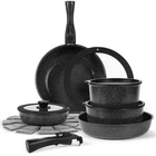 Yukico 15-PIECE Premium Nonstick Cookware Set Marble Coated Pots Pans Interior New. Price: $101.30.