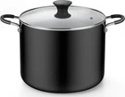 Nonstick Aluminum Stockpot 10.5 Qt Deep Cooking Glass Lid Black New. Price: $48.79.