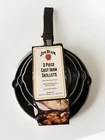 Jim Beam 3-PIECE Cast Iron Skillets 6.25", 7.75", 9.75" Grill Campfire Gas Oven New. Price: $24.99.