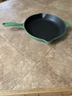 Creuset Enameled Cast Iron 10.25" Green Skillet Fry Pan - Rare Color! Used. Price: $109.99.