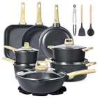 Gipp 21 Piece Nonstick Cookware Set - Dark Gray Ceramic Induction Pots Pans New. Price: $209.99.