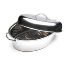New 18/10 Stainless Steel Oval Roaster Set W/accessories Rancher M10002. Price: $49.99.