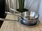 All-clad Set Of 3 Stainless Steel 8 2 Sauce Pans No Lids Used. Price: $119.99.