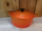Vintage Creuset Enameled Cast Iron 2 Qt Pot W/ribbed Bottom & Lid Used. Price: $39.99.