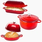 Nuovva Enamelled Cast Iron Cookware Bundle Dutch Oven Pot With Lid, Casserole New. Price: $209.96.