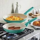 Greenpan Rio Healthy Ceramic Nonstick 8.25" & 10.75" Frying Skillet Set New. Price: $49.95.