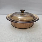 Corning Vision Pyrex 1L Brown Dish V-31B & Lid V1.5C 9" Used. Price: $15.95.