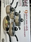 Chef Philippe Essential 9-PIECE Non-stick Aluminum Set, Gas/electric 450 New. Price: $49.99.
