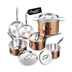 Whole Tri-ply 18/10 Stainless Steel Pot And Pan Set (10 Piece), Cop... Fast Ship New. Price: $290.10.