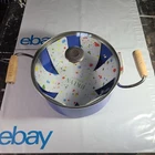 Brooklyn Steel Co. 5-QT. Blue Dutch Oven With Lid & Pot Protector Wooden Handles Used. Price: $26.33.