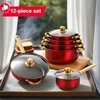 12 Piece Cookware Set Pots And Pans Home Kitchen Cooking Red New. Price: $40.99.