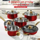Red 12PCS Stainless Steel Pan Set, Non-stick Heat Resistant, Frying New. Price: $59.98.