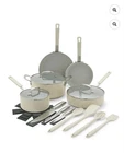 Bobby Flay 21PC Ceramic Nonstick Cookware Set Greenpan Pots Pans, Cream New. Price: $85.00.