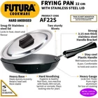 Hawkins Futura Hard Anodised Frying Pan 1.1 Lt Dia 22CM 4.06MM Thick With Ss Lid New. Price: $87.39.