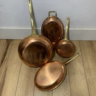 Vintage Tagus Chef Copper Cookware Set 4 Pc Brass Handle Portugal Pots Pans Used. Price: $199.99.