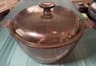 Vtg Corning Visions Amber Glass 4.5L Dutch Oven Stock Pot With Lid Usa Used. Price: $34.99.