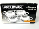 Farberware All Purpose Minis Set Of 4 18/10 Stainless Steel 5" Round Handles New. Price: $27.88.