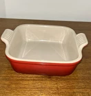 Le Creuset Small Square Baking Dish Red X5.5 Used. Price: $12.00.