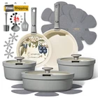 Carote Ceramic Cookware Set With Detachable Handles, Pots Pcs, Gray New. Price: $106.99.