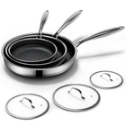 Kurrungie Non Stick Frying Pans Set With 3 Lid, 8+10+12-INCH, Silver New. Price: $147.89.