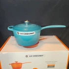 Le Creuset Signature Cast Iron 2.25 Quart Saucepan In Caribben Teal New. Price: $249.99.