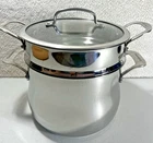 Cuisinart Countour Stainless Steel 6-QT Tri-pl,stockpot W/steamer Insert & Lid. Used. Price: $35.50.