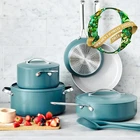 Greenpan Nova 10-PIECE Ceramic Nonstick Cookware Set, Pots & Pans, Teal, New. Price: $279.49.