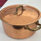 Mauviel Copper Stockpot With Brass Handles Lid, Gas/electric Compatible Used. Price: $199.99.