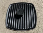 Le Creuset 9 Inch Square Matt Black Cast Iron Panini Press Lid Used. Price: $75.00.