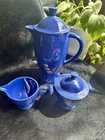 Vintage Fiesta Blue Coffee Pot Finial Lid Creamer Sugar Set Hlc 1936-'51 Mint! New. Price: $350.00.