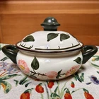Vtg 80S Fissler Asta Enamelware Dutch Oven Wild Rose 1.5 Qt Cottagecore Grandma Used. Price: $22.00.