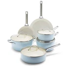 Greenpan Padova Healthy Ceramic Non-stick 10-PIECE Cookware Set Light Blue New. Price: $247.67.