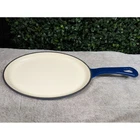 Rachael Ray Blue Enameled Cast Iron Oval Griddle Pan Skillet Helper Handle Used. Price: $29.99.