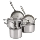 8 Piece Tramontina Tri-ply Clad Stainless Steel Cookware Set With Glass Lids New. Price: $253.94.