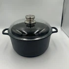 Berghoff Black Speckled Nonstick Stockpot Dutch Oven With Glass Lid 4.4QT 10IN Used. Price: $60.00.