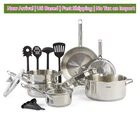 T-fal & Strain Stainless Steel Cookware Set, 14 Piece New. Price: $119.99.