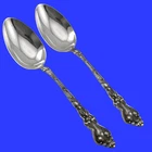 Rare Sterling Silver Unger Bros Douvaine 1890 1/4" Serving Spoons Mono. Price: $349.00.
