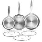 Pan Set 8 10 12 Tri Ply Stainless Steel 3 Lids Delarlo Frying Induction New. Price: $179.99.