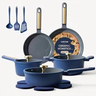 Non-stick 16-PIECE Ceramic Cookware Set Pfas & Ptfe Free, Blue New. Price: $143.44.