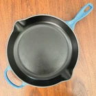 Creuset Signature Enameled Cast Iron 11.75 Skillet Marseille Blue Great Cond Used. Price: $210.00.
