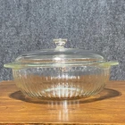 Vintage Pyrex 2QT Clear Ribbed Round Casserole Dish With Lid 024-S 624C Used. Price: $35.00.