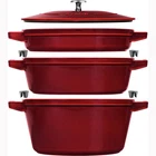 Staub Cast Iron 4-PC Stackable Set New. Price: $599.95.