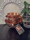 Vintage Nwt O.d.i Solid Copper Beating Bowls Set Of 3 Brass Handles Decor Open. Price: $79.99.