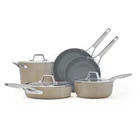New In Box Calphalon Premier Ceramic Nonstick 8PIECE Cookware Set, Mushroom Gray. Price: $325.00.